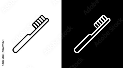 Tooth Brush  White Icon Set Design