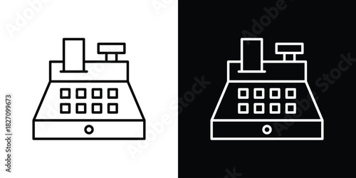 Cash register icons vector.Editable stroke.linear style sign for use web design