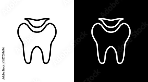 Tooth Filling  White Icon Set Design