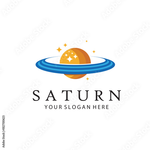 design of planet saturn with stars isolated on white background