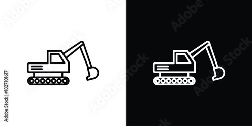 Excavator icons vector.Editable stroke.linear style sign for use web design