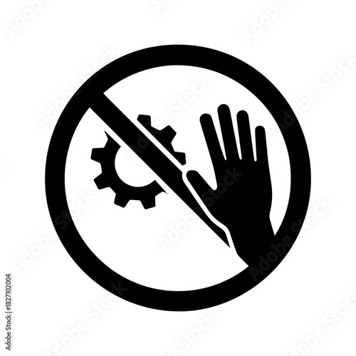 Do not touch the mechanism sign vector icon on a white background
Vector warning sign icon