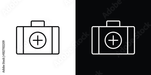 First aid kit icons vector.Editable stroke.linear style sign for use web design