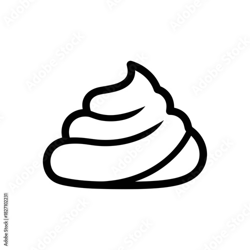 Outline illustration of whipped cream swirl in black and white  