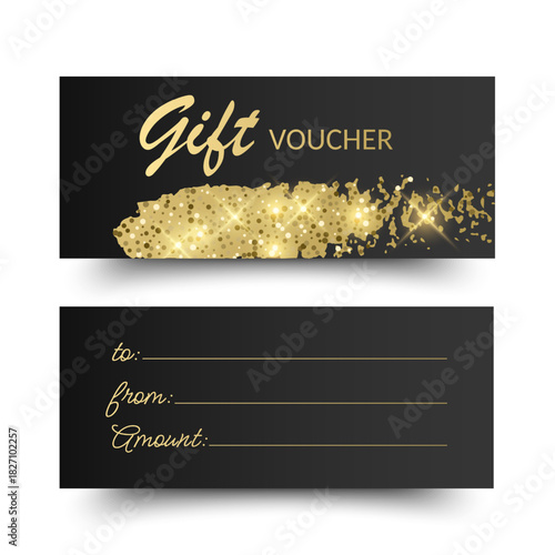 Elegant Gift Voucher Sale with Golden Simple design. Design for invitation, certificate, gift coupon, ticket or voucher