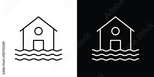 Flood icons vector.Editable stroke.linear style sign for use web design