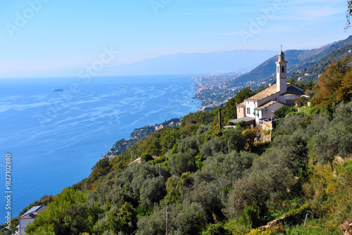 Ligurian panorama taken from the heights of Sori with Genoa in the background