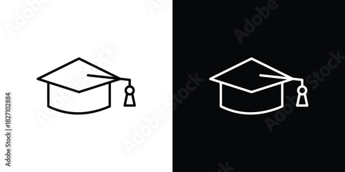 Graduation cap icons vector.Editable stroke.linear style sign for use web design