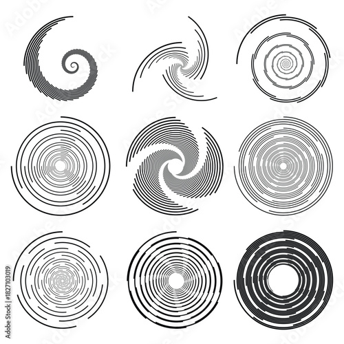 Abstract spiral vortex element collection
