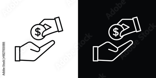 Hand money exchange icons vector.Editable stroke.linear style sign for use web design