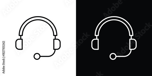 Headphones icons vector.Editable stroke.linear style sign for use web design