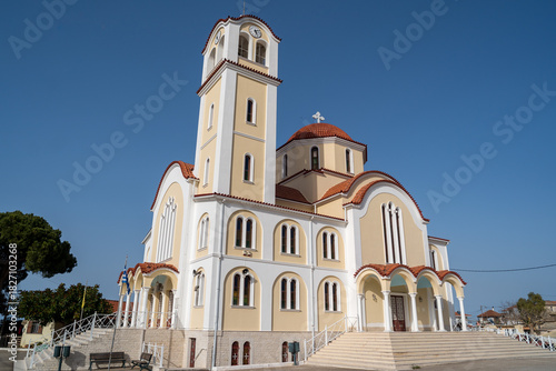 Koimese Theotokou Church in Kastro, Municipality of Andravida Kyllini, Greece, captured on a sunny day