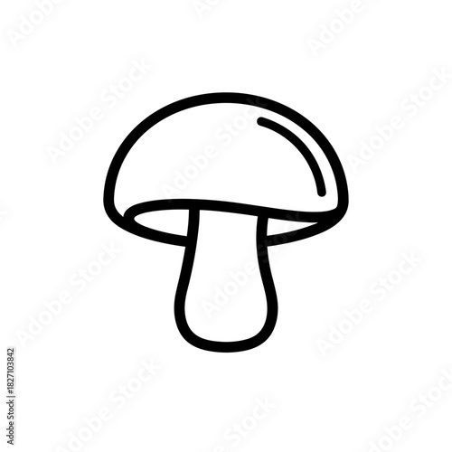 Simple line drawing of a mushroom on white background  