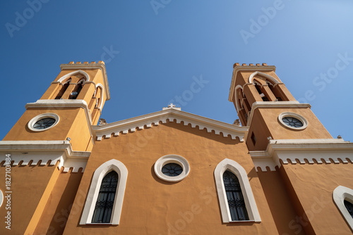 Agia Kyriaki Church in Pyrgos, Greece, captured on a clear sunny day