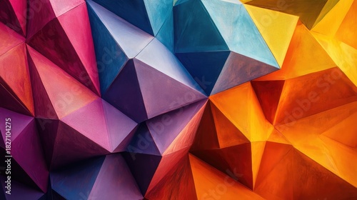 A colorful piece of art with a lot of triangles