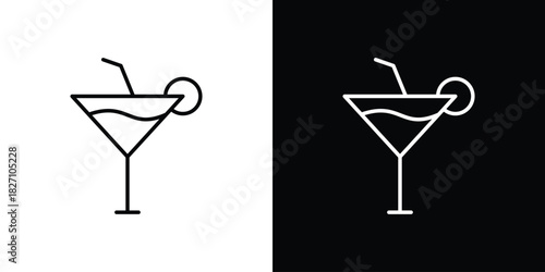 Martini glass icons vector.Editable stroke.linear style sign for use web design