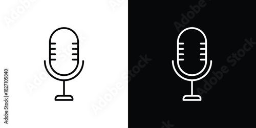 Microphone icons vector.Editable stroke.linear style sign for use web design