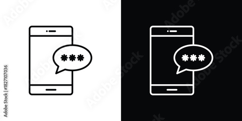 Otp sms password icons vector.Editable stroke.linear style sign for use web design