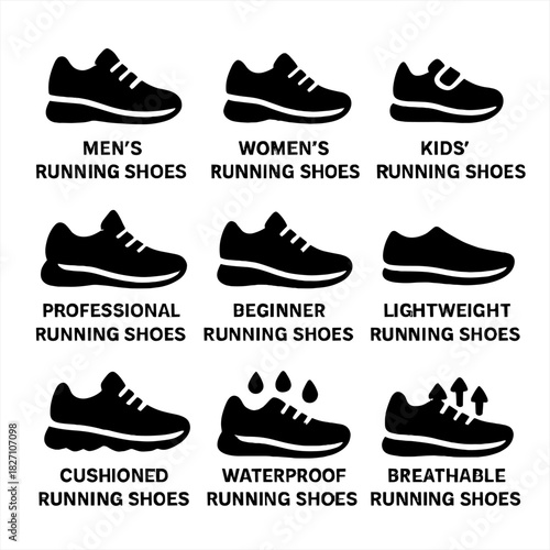 Variety of running shoes for men, women, and kids in different styles