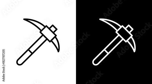 Pickaxe  White Icon Set Design
