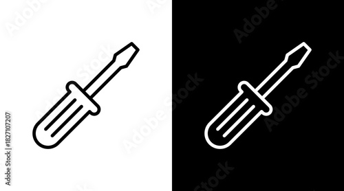 Screwdriver  White Icon Set Design