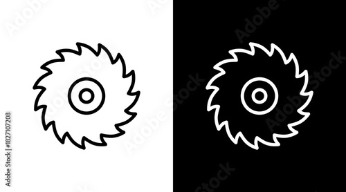 Saw Blade  White Icon Set Design