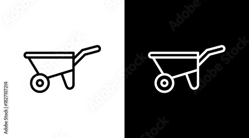 Wheelbarrow  White Icon Set Design