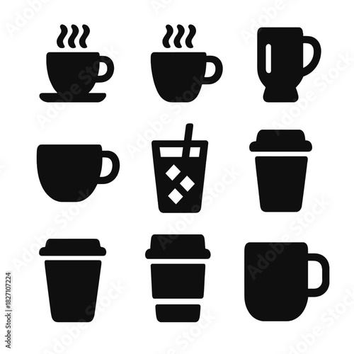 Coffee and beverage icons collection for modern design trends
