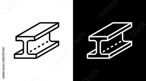 Steel Beam  White Icon Set Design