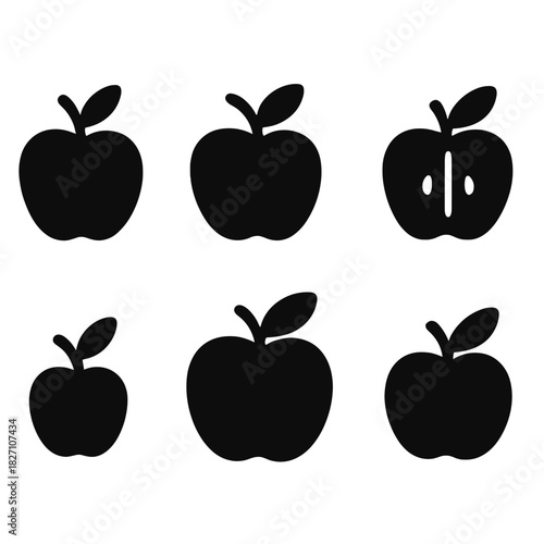 Minimalist black apple silhouettes on dark background