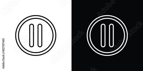 Pause button icons vector.Editable stroke.linear style sign for use web design