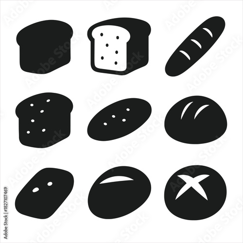 Various bread icons on gradient background showcasing different styles