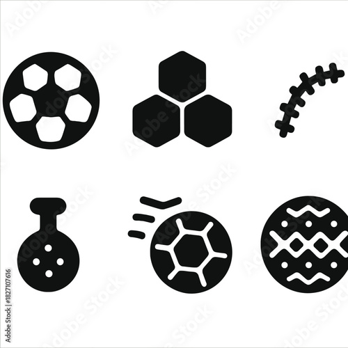 Abstract science icons set on dark background