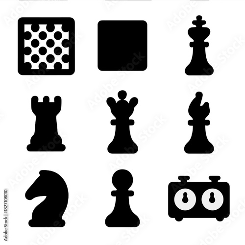 Chess pieces and clock silhouette on gradient background