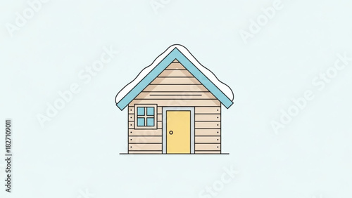 Simple Winter Cabin Illustration