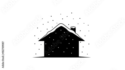 Snowy House Silhouette Icon