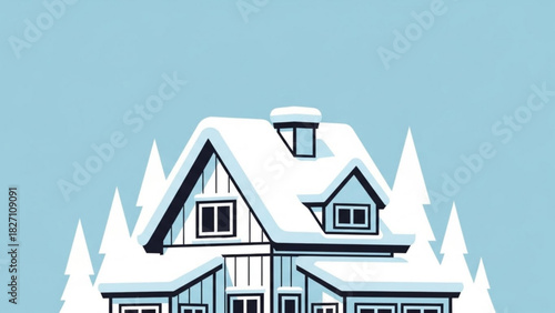 Cozy Winter House Covered in Snow