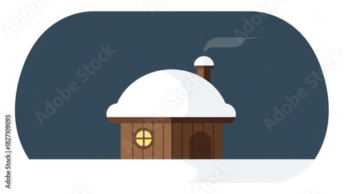 Cozy Winter Cabin with Snow