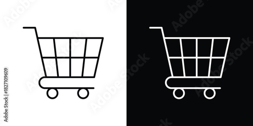 Shopping trolley icons vector.Editable stroke.linear style sign for use web design