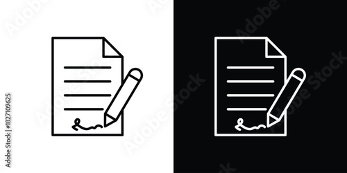 Signed contract icons vector.Editable stroke.linear style sign for use web design