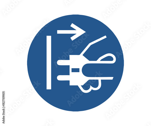 ISO 7010 M006 – Disconnect mains plug from electrical outlet sign. Unplugged symbol vector design and illustration.

