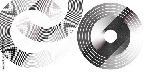 Circular lines geometric background in abstract style. Modern line art illustration with black circular