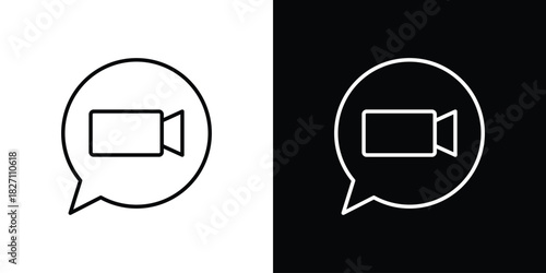 Video chat icons vector.Editable stroke.linear style sign for use web design