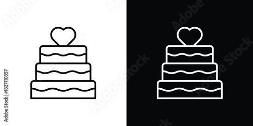 Wedding cake icons vector.Editable stroke.linear style sign for use web design