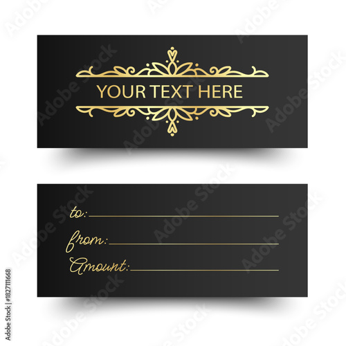 Elegant Gift Voucher Sale with Golden Simple design. Design for invitation, certificate, gift coupon, ticket or voucher