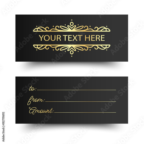 Elegant Gift Voucher Sale with Golden Simple design. Design for invitation, certificate, gift coupon, ticket or voucher