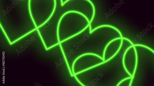 Vibrant neon green heart shape against a dark background. The simplicity and color contrast make for a striking visual element that invites interpretation
