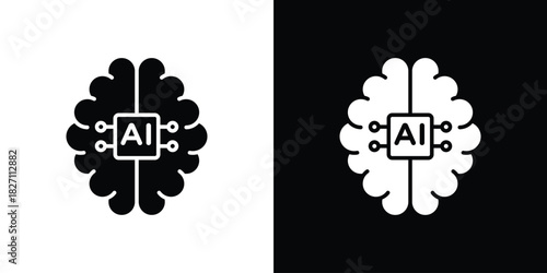 AI brain icons symbol illustration. Vector graphics