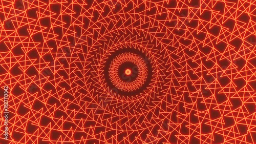 A captivating image showing a spiral design composed of vibrant red lines in a circular formation, generating a swirling effect with a stark contrasting black center
