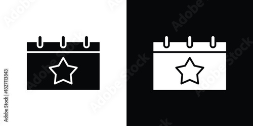 Calendar with event icons symbol illustration. Vector graphics